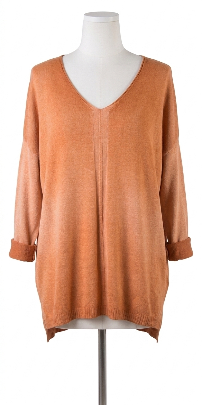 NEW GIGI MODA donna knit v-neck sweater in rust